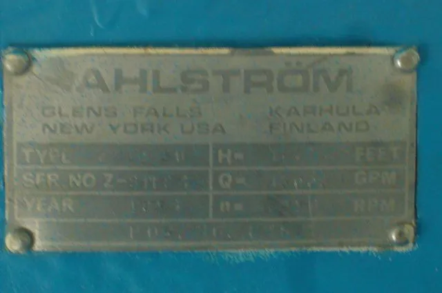 Ahlstrom / Sulzer model ZUU 50 Fan Pump