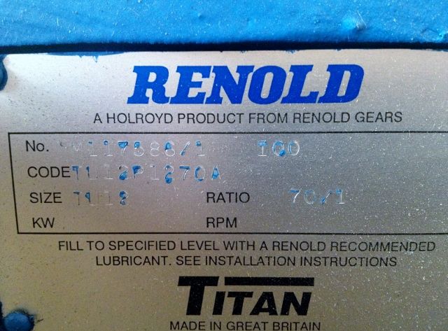 NEW Renold / Titan TU12 Gear Drive