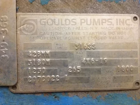 Goulds pump Model 3180M Size 4×6-19