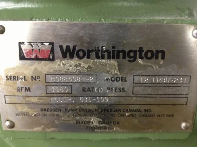 Worthington model 12FRBH-234 Stock Pump