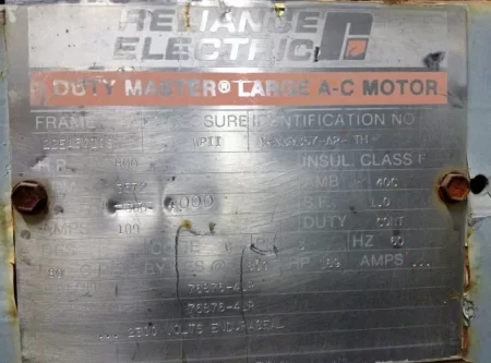 800hp Reliance Electric Duty Master Large A-C Motor