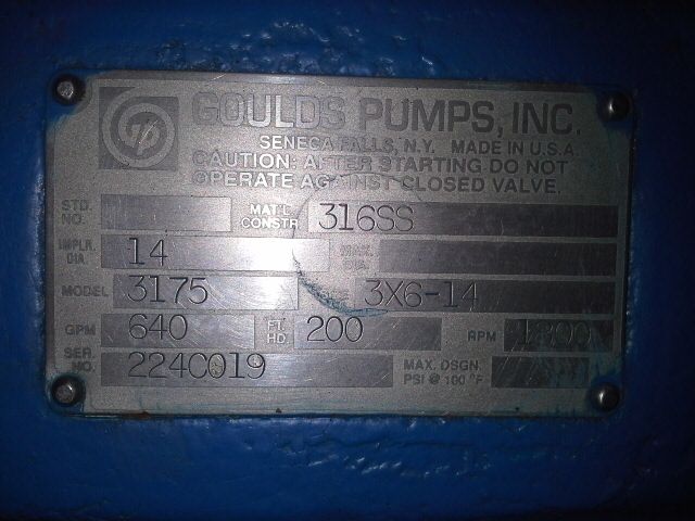 Goulds Pump Model 3175 size 3×6-14