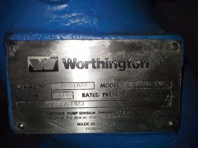 Worthington Pump Model 6FRBH-142