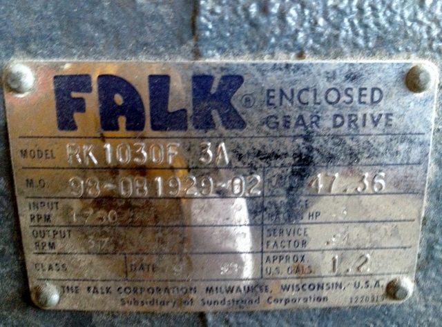 Falk Enclosed Gear Drive Model RK 1030F3A