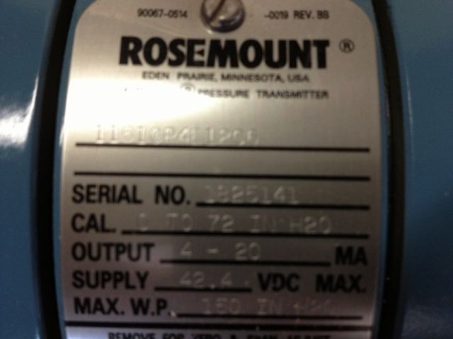 Rosemount Pressure Transmitter Model 1151GP4E1206