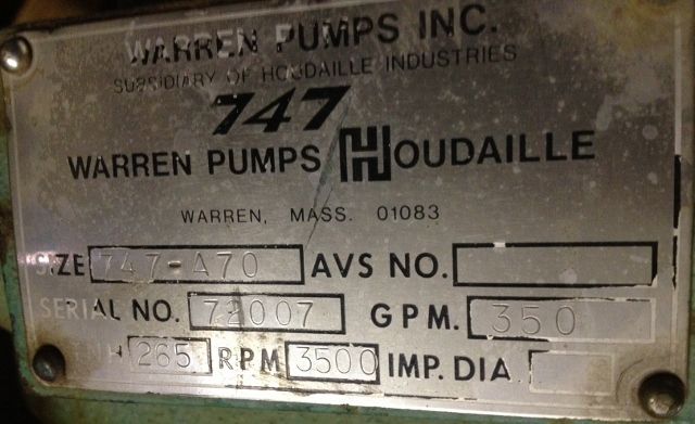 Warren pump size 747-A70 Casing Volute