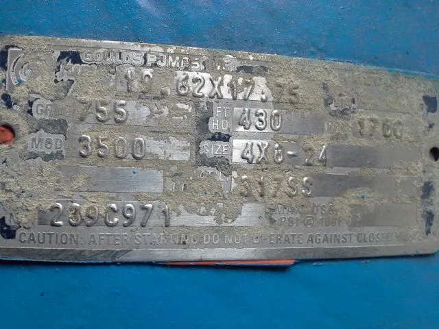 Goulds pump model 3500 size 4×8-24