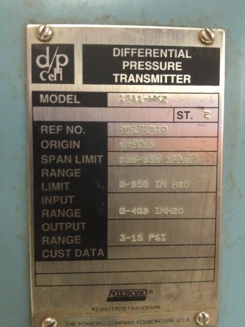 Foxboro Differential Pressure Transmitter Model 13A1-HK2