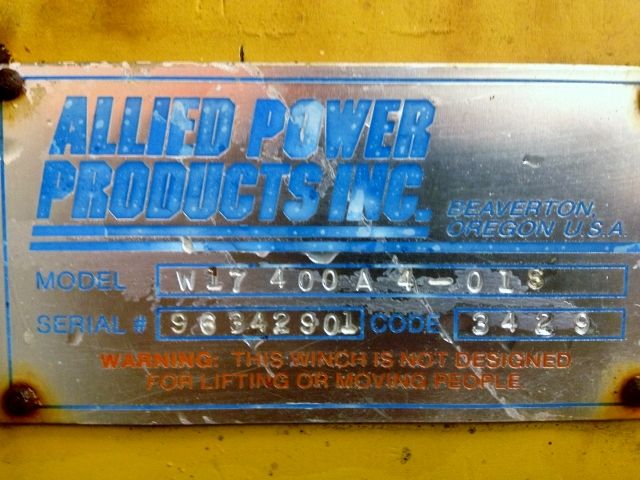 Allied Power Products, Inc. Winch Model W17-400A4-018