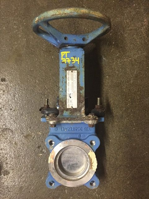 Dezurik 3″ Knife Gate Valve Hand Wheel Operated