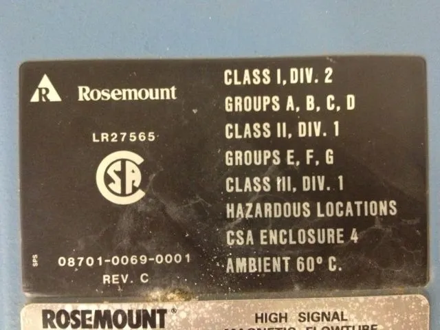 ROSEMOUNT HIGH SIGNAL MAGNETIC FLOWTUBE MODEL 8703 TSA040C1L1, SIZE 4″