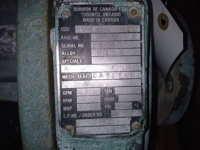 Durco pump size 3×1.5×13/12.0, Alloy D100