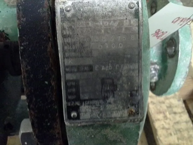 Durco pump size 2x1x10A/9.1, Alloy D100
