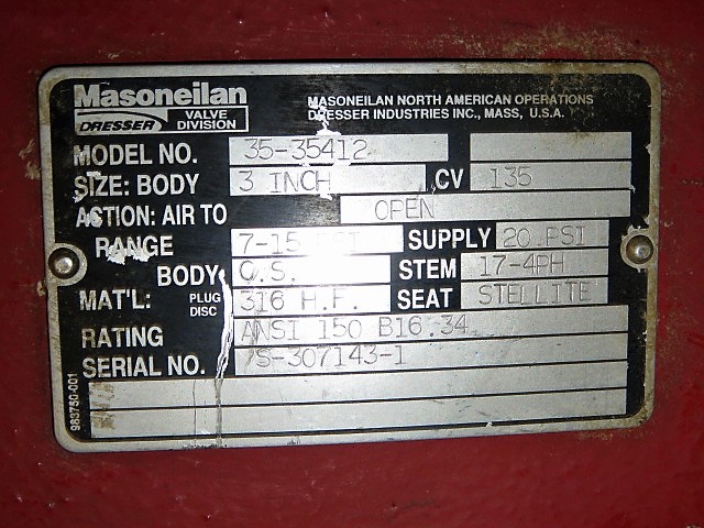 Masoneilan Camflex II size 3″- 150 Rotary Control Valve  model 35-35412