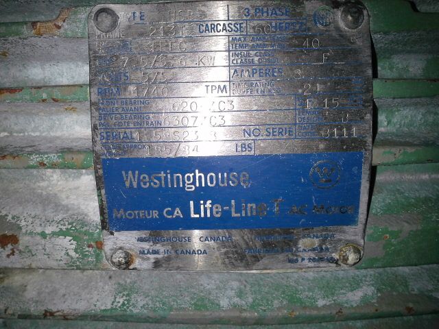 7.5 hp Westinghouse Life Line AC Motor, type HSB