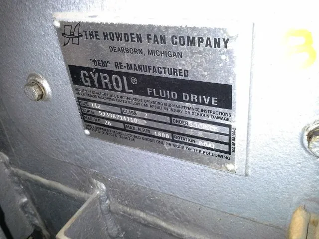 Gyrol Fluid Drive size 146, 1800 rpm , 20 hp , Rebuilt Condition