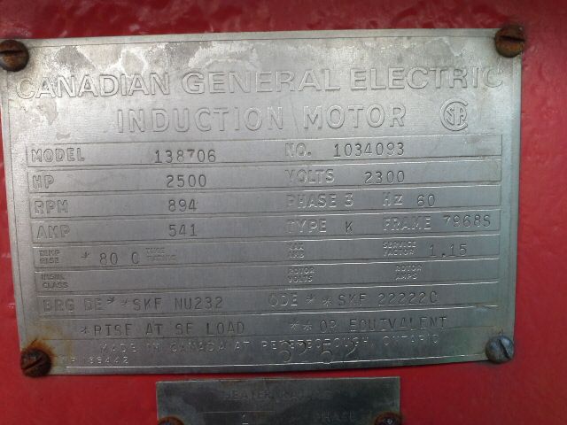 2500 hp Canadian General Electric Induction Motor