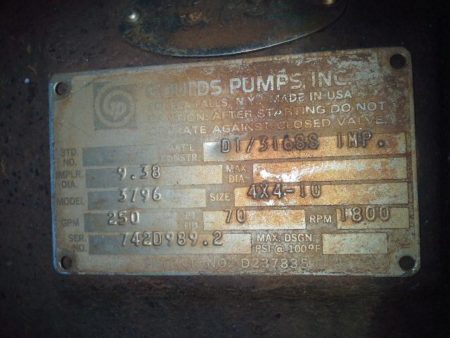 Goulds pump model 3796 Self-priming size 4×4-10, CI material