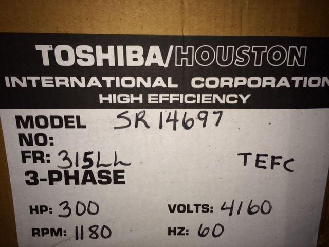 300 hp Toshiba High Efficiency AC Motor, New