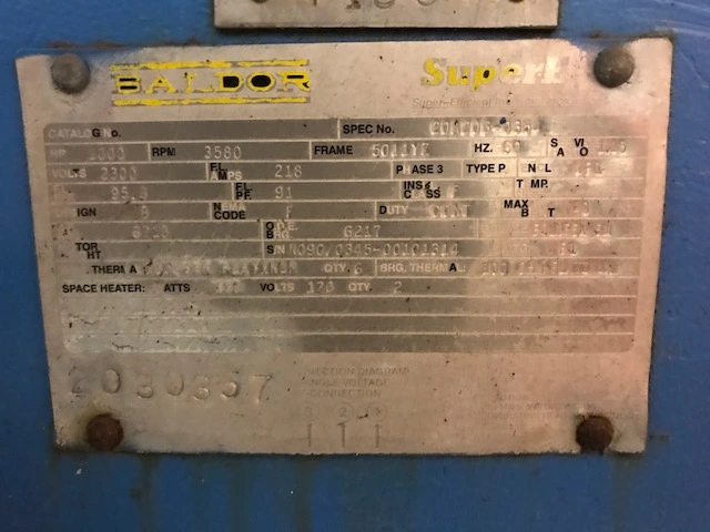 1000 hp Baldor AC Motor, 3580 rpm