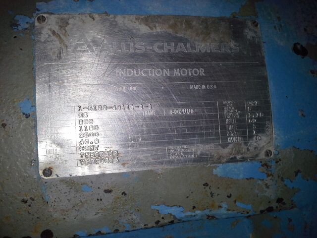 200 hp Allis Chalmers AC motor, 1180 rpm