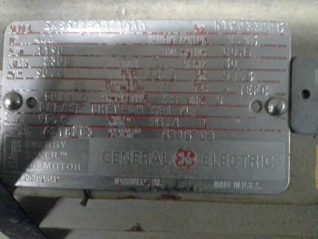 400 hp General Electric AC Motor, 1190 rpm