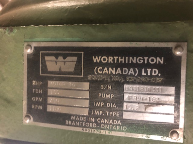 Worthington pump model 4FRBH-182