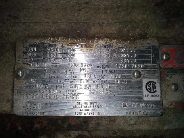 300 hp General Electric AC Motor, 1800 rpm
