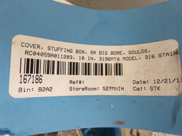10″ Goulds 3196 Stuffing Box Cover Cast No. 68793, New