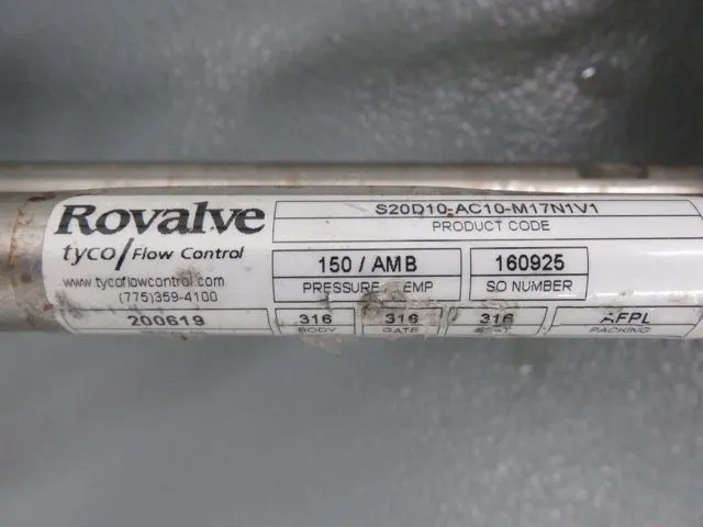 Rovalve / Tyco 10″-150 knife gate valve with pneumatic actuator