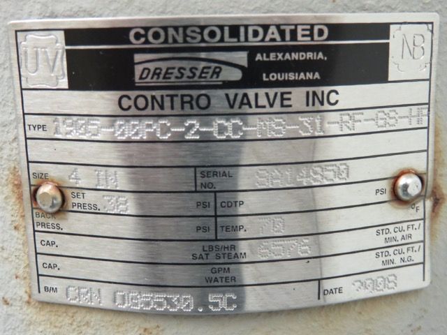 Pt9968 Consolidated Safety Relief Valve Size 4 Peak Machinery Consolidated Safety Relief Valve Size 4