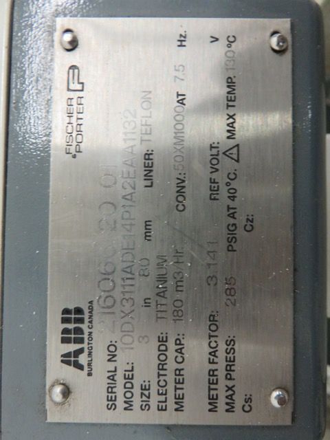 ABB 3″ Magnetic Flowtube model 10DX3111ADE14P1A2EAA1132 , New