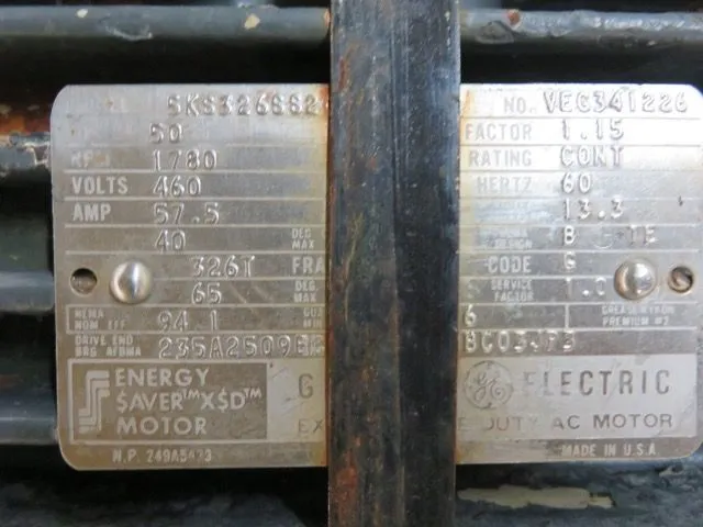 50 hp General Electric AC Motor, 1780 rpm