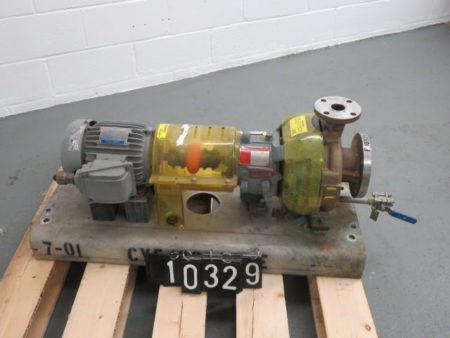 Durco pump model MK3 STD size 1K3x1.5-82/63RV with base and 575v motor, material CD4M