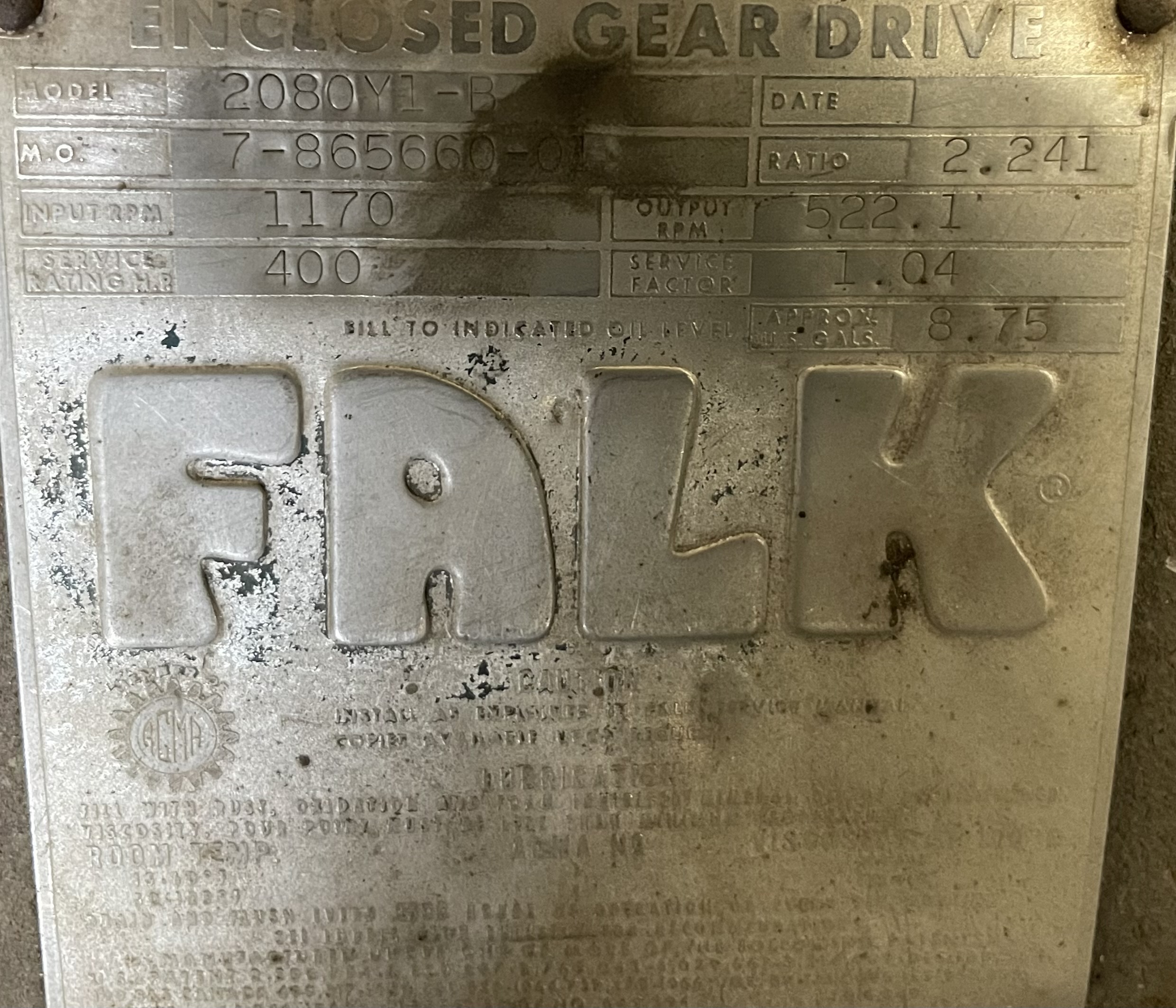 Falk Enclosed Gear Drive Model 2080Y1-B