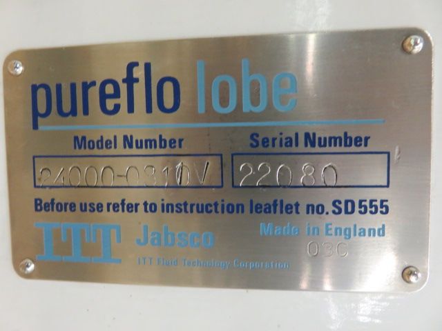 ITT Pureflo Lobe Positive Displacement Pump Model 24000-00311V