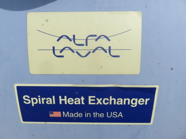 Alfa Laval Spiral Heat Exchanger 1120 Sq. Ft Surface