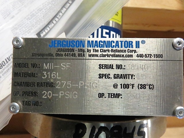 Jerguson Magnificator II Magnetic Liquid Level Indicator model MII-SF Spec. Gravity 0.95 275 Psi 42″ Lenght
