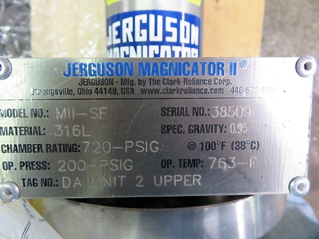 Jerguson Magnificator II Magnetic Liquid Level Indicator model MII-SF Spec. Gravity 0.95 720 Psig 42″ Lenght