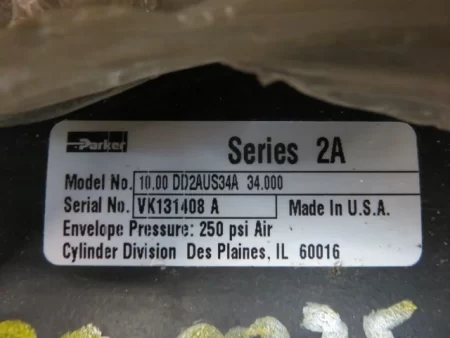 Parker Actuator Series 2A model 10.00 DD2AUS34A 34.000 , New Surplus