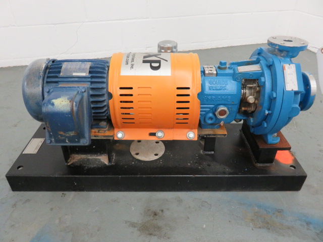 Goulds pump model 3196 STi size 1×1.5-8 with base and motor, Unused Spare Store Room
