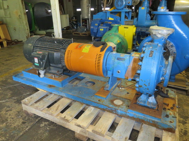 Goulds pump model 3180L i-Frame size 4x8-19 with base and motor, Unused Spare Store Room