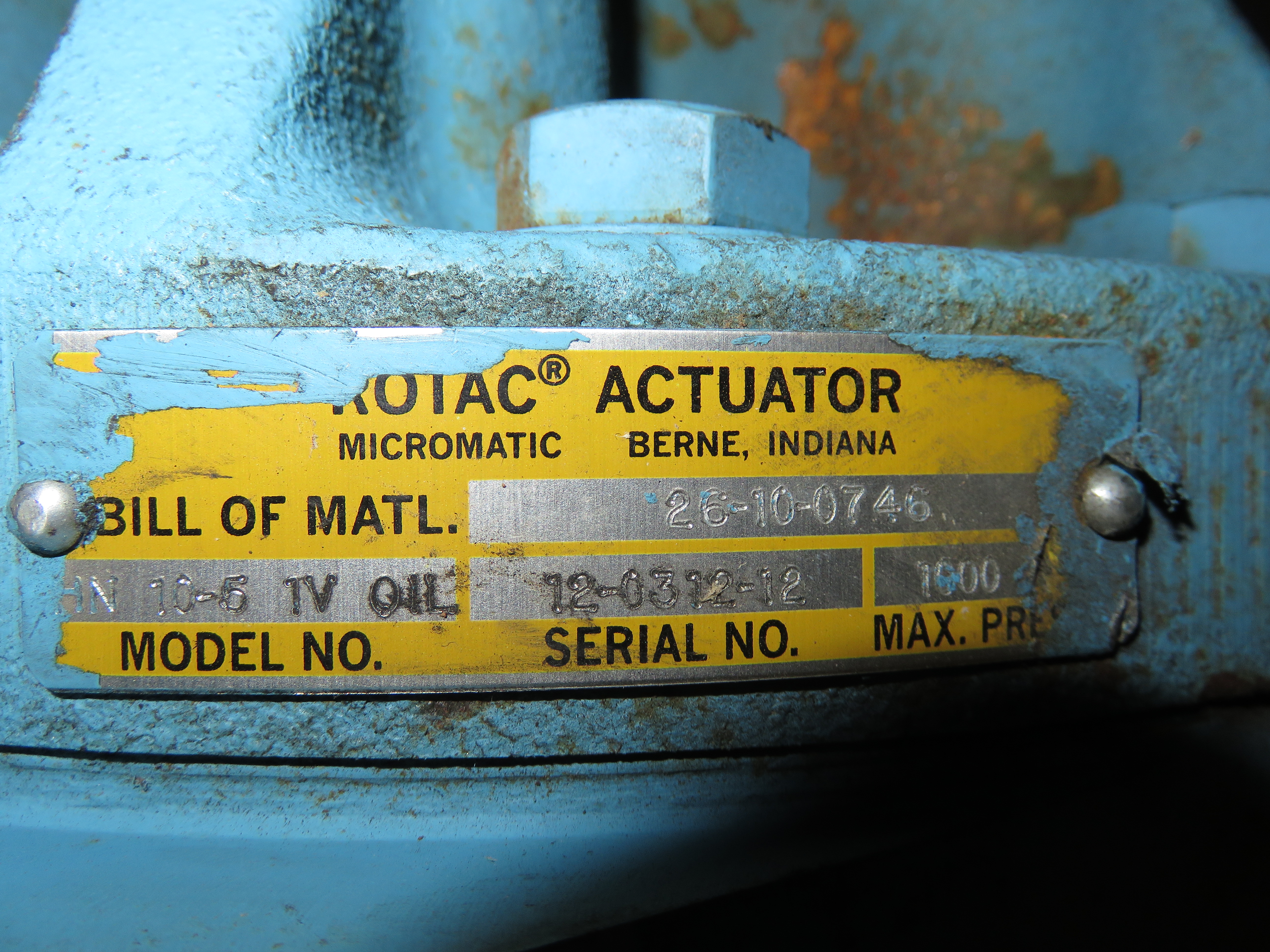 Micromatic Rotac Actuator Model HN 10-5 IV OIL