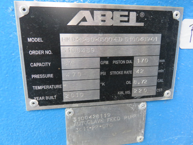 Abel model HMD-E-80-0500-ED-5100-489-01 Hydraulic Membrane Pump , Unused Spare Room