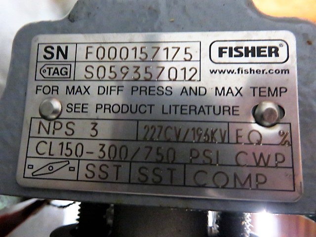 Fisher 3″-150 Butterfly Valve with actuator and positioner Unused