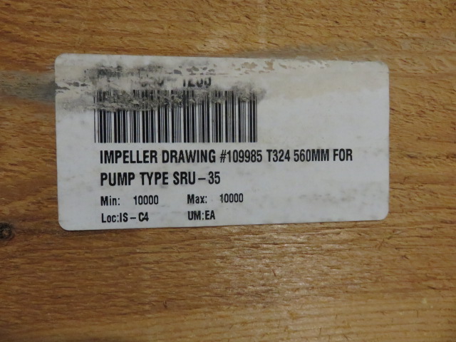 Impeller for Sulzer pump model SRU-35S560, material A890 Unused