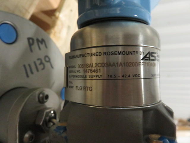Rosemount 3051SAL2CD3AA1A1020DFF71DAA00 , Flange 3″-150 Input 0-1000″ H2O , Remanufactured