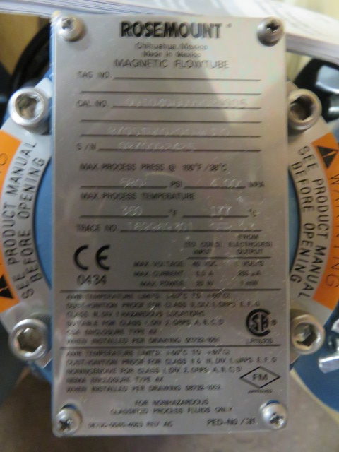 Rosemount Magnetic Flowtube Series 8700,  model 8705THA020CHW3N0, size 2″, New