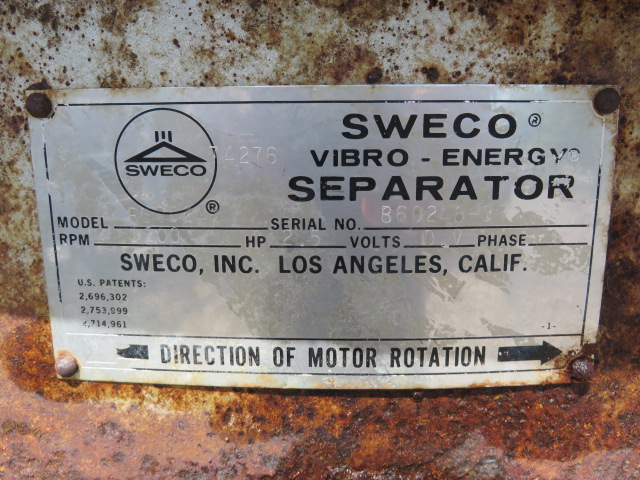 Sweco Vibro-Energy Separator model RS6024 Basic Drive, 316ss , size 60″