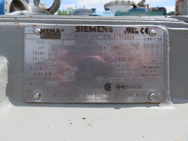 75 hp Siemens AC Motor, 1780 Rpm , 460v , Unused Condition